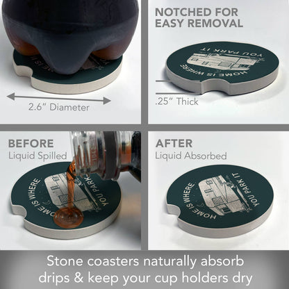 "Park It" Absorbent Stone Car Coaster 1pk