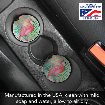 Diamond Flamingo Absorbent Stone Car Coaster 1 Pk