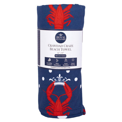 Navy/Red Crawdad Craze Beach Towel      34x70
