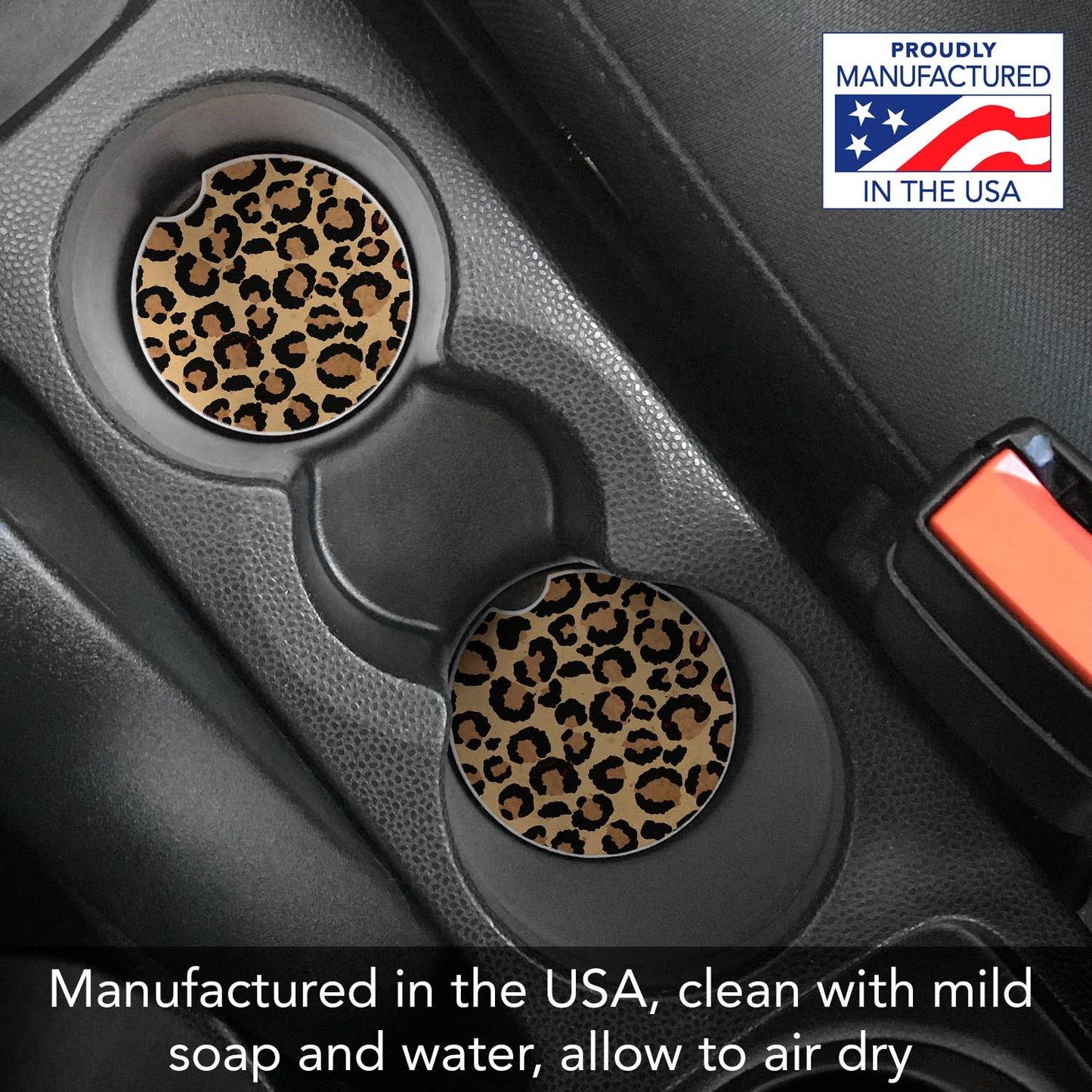 Leopard Print Absorbent Stone Car Coaster 1 Pk