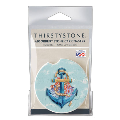 "Submerged Anchor" Absorbent Stone Car Coaster 1pk