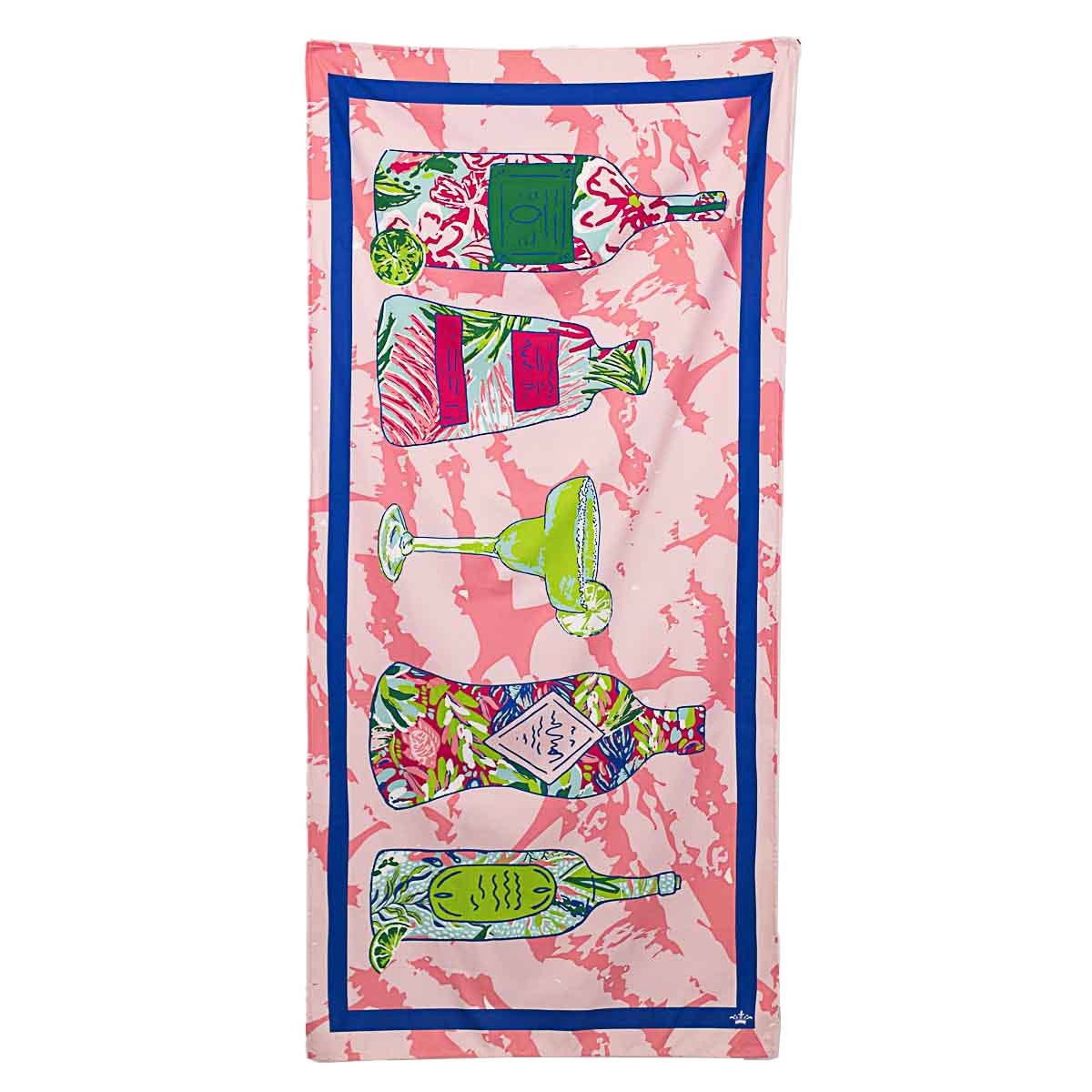 Tequila Sunrise Beach Towel   Pink/Lime/Lapis   34x70