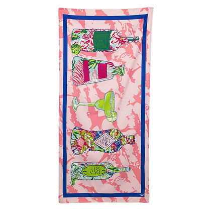 Tequila Sunrise Beach Towel   Pink/Lime/Lapis   34x70