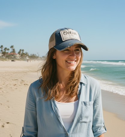 Ocean Girl Distressed Trucker Cap