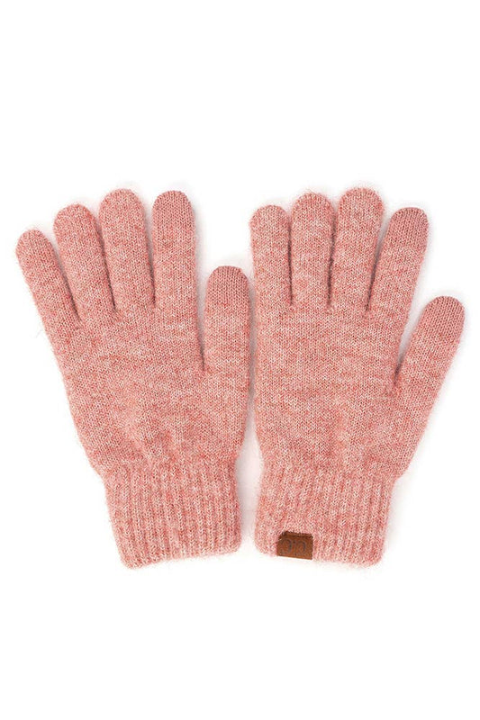 Bubble Berry Heather Knit Plain Gloves
