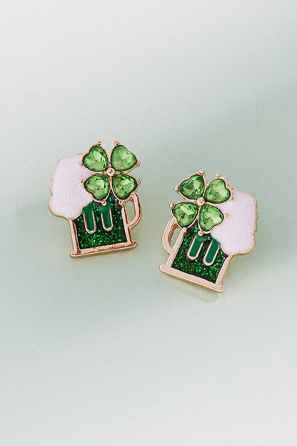 Saint Patricks Beer Enamel Titanium Post Earrings