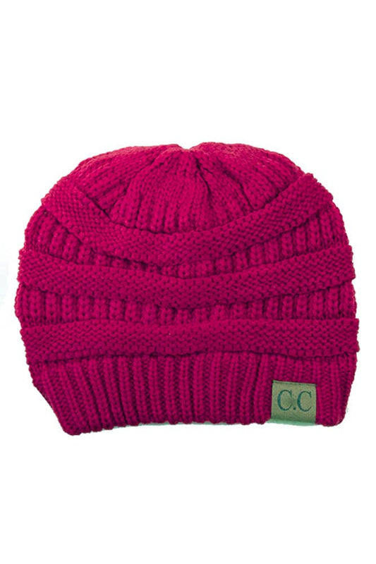 Hot Pink Cable Knit Classic Beanie Winter