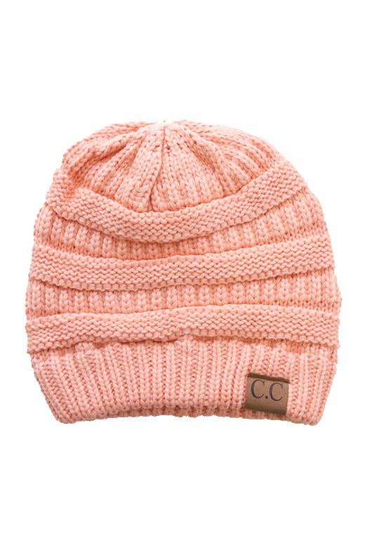Peach Knit Classic Beanie Winter Hat