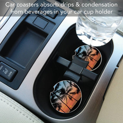 Palms Single Absorbent Stone Car Coaster