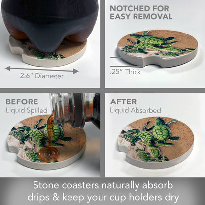 Baby Sea Turtles Single Absorbent Stone Car Coaster