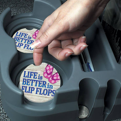 Better in Flip Flops 1pk Absorbent Stone Car Coaster