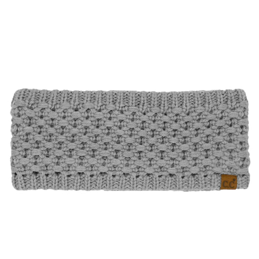 Light Gray Cross Cell Stitch Knit Winter Headwrap