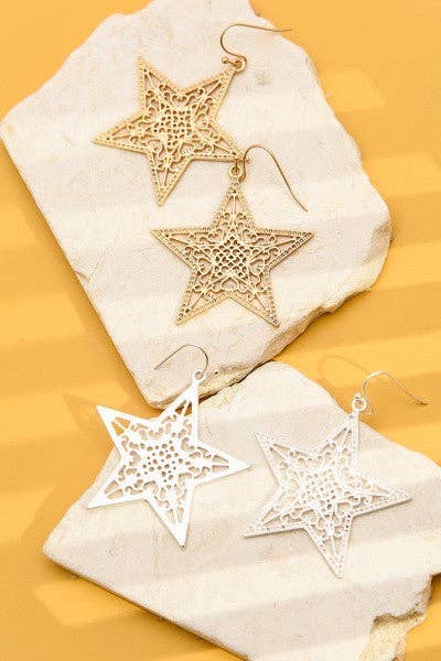 Matte Filigree Star Earring