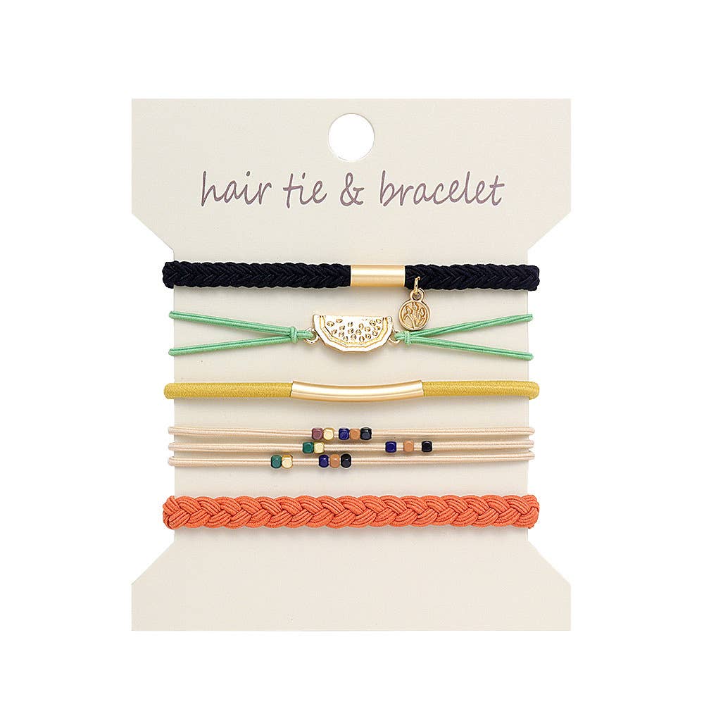 Bohemian Hair Tie Bracelet Set