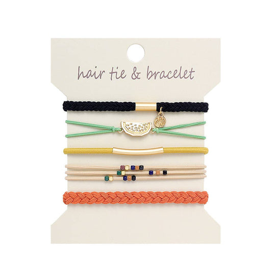 Bohemian Hair Tie Bracelet Set