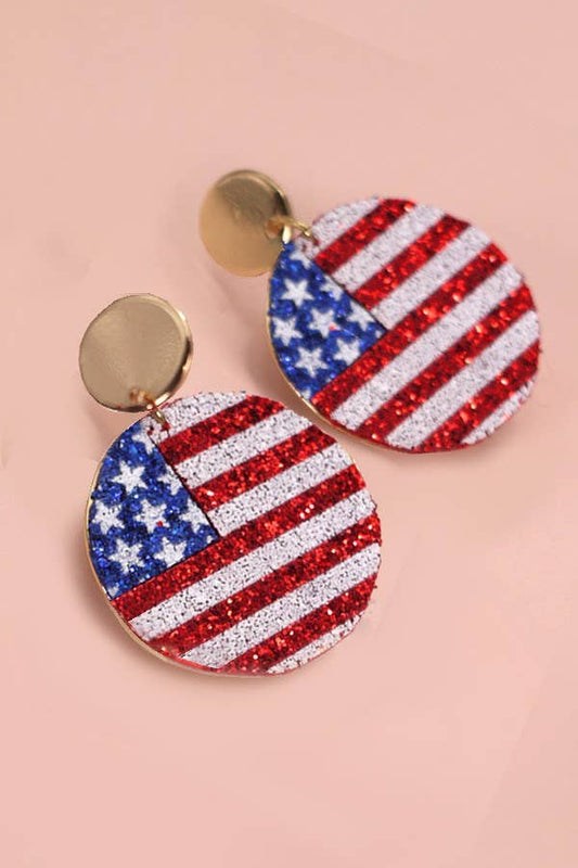 American Flag Drop Earring, Gold