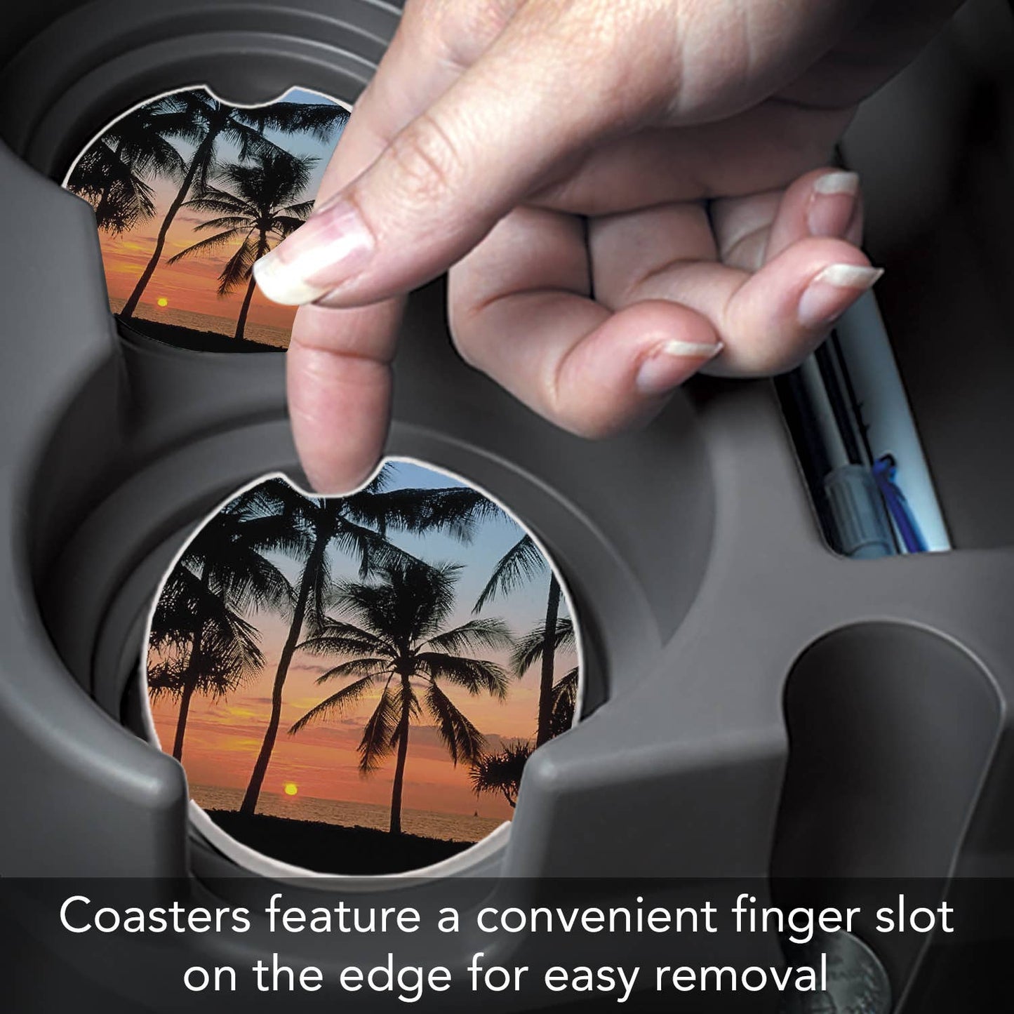 Palms Single Absorbent Stone Car Coaster