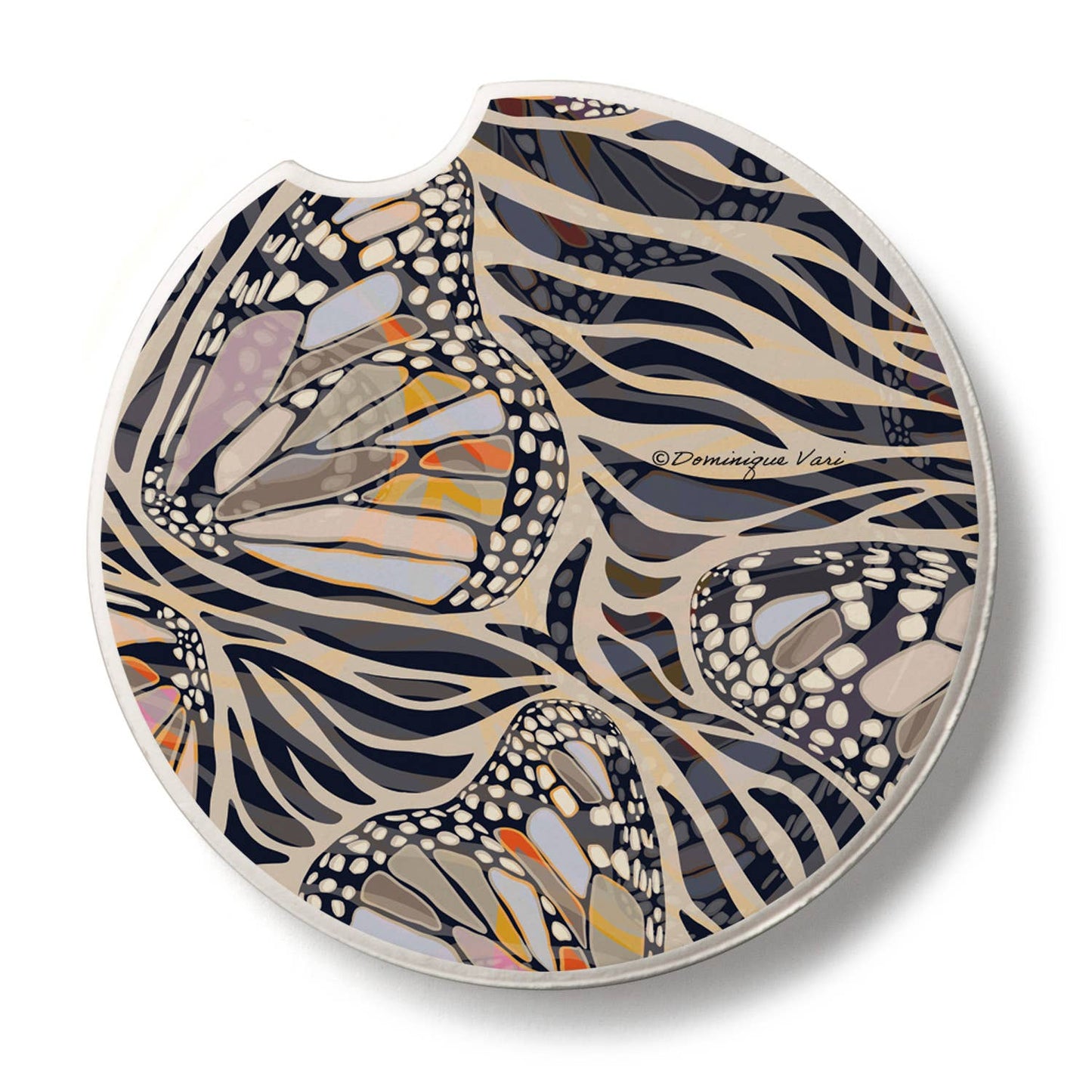 "Zebra Butterflies" Absorbent Stone Car Coaster 1pk