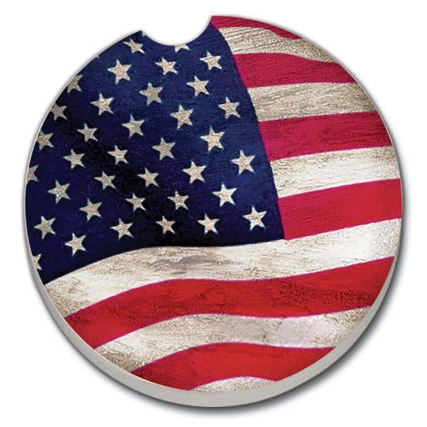 US Flag Absorbent Stone Car Coaster 1 Pk