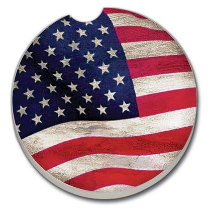 US Flag Absorbent Stone Car Coaster 1 Pk