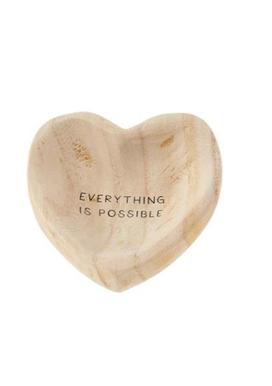 Everything Is Possible Wood Heart Trinket Dish