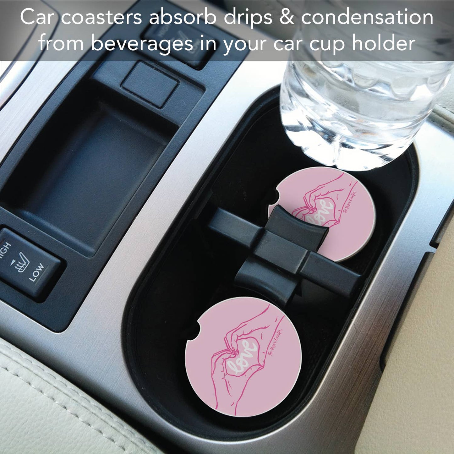 "Love Hands" Absorbent Stone Car Coaster 1pk