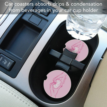 "Love Hands" Absorbent Stone Car Coaster 1pk