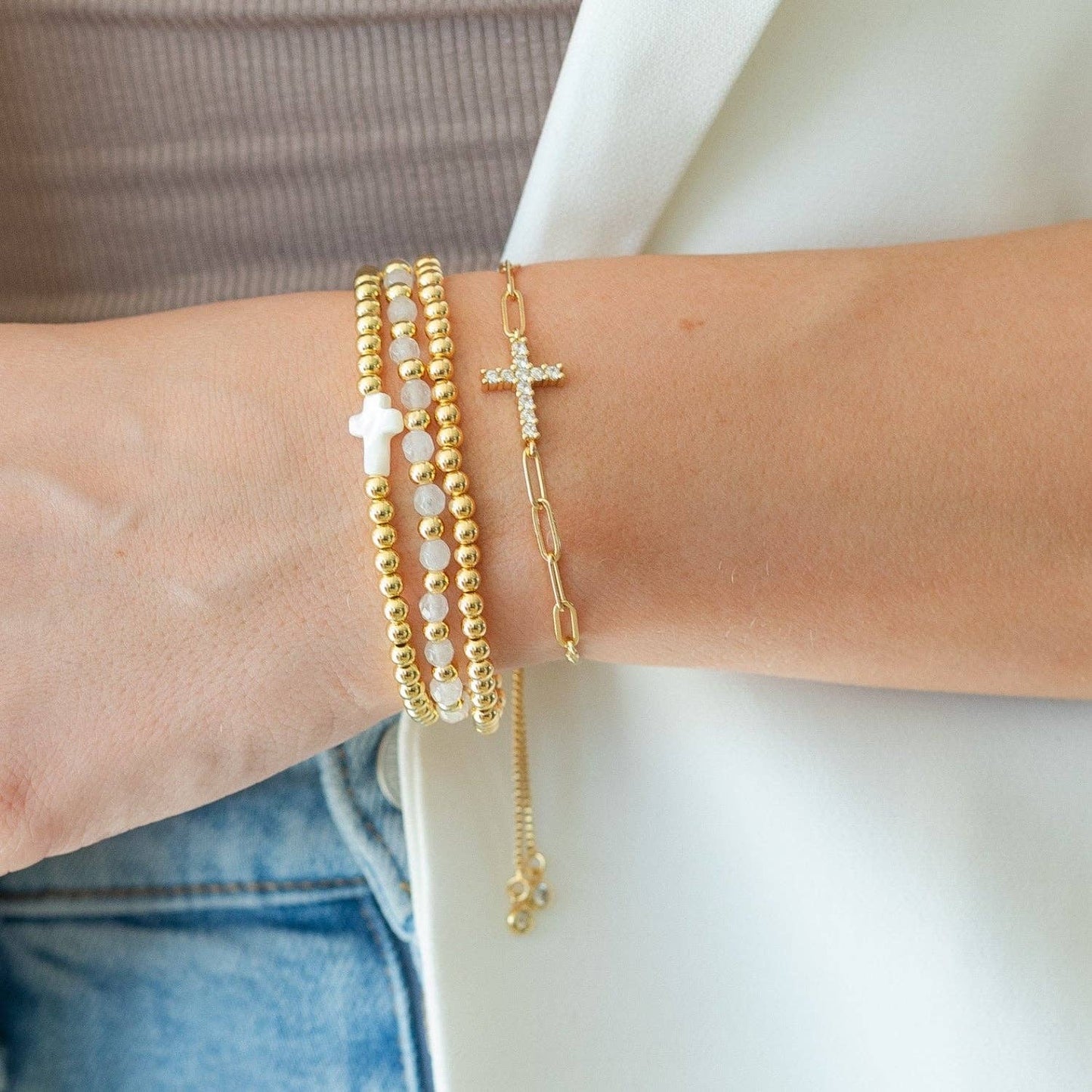 Gold Cross Pulley Bracelet