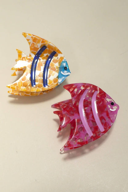 Cellulose Vibrant Ocean Sea Fish Hair Claw Clips