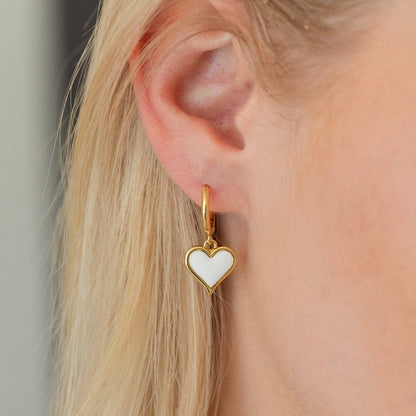 Colorful Heart Drop Huggies: Bright Pink