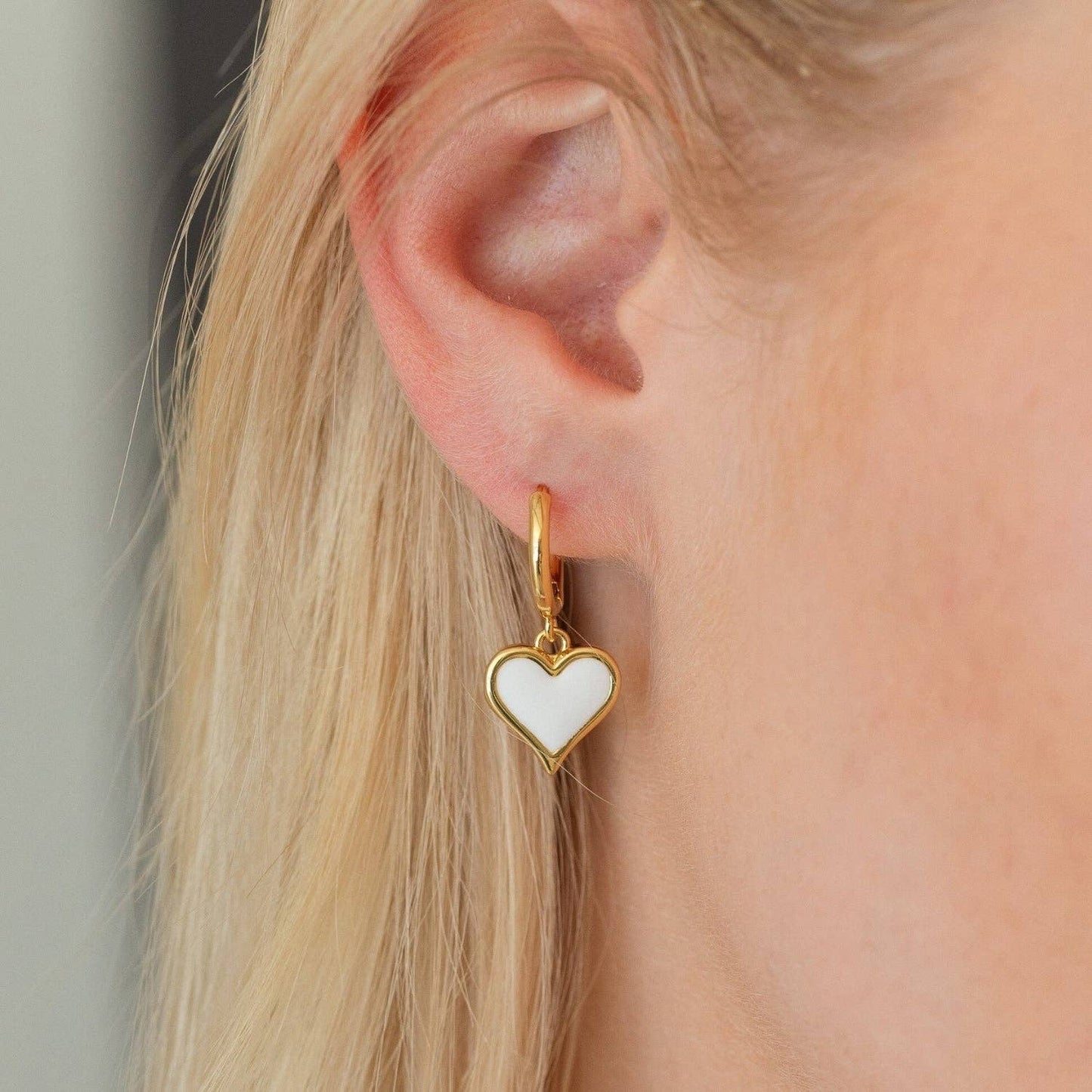 Colorful Heart Drop Huggies: White