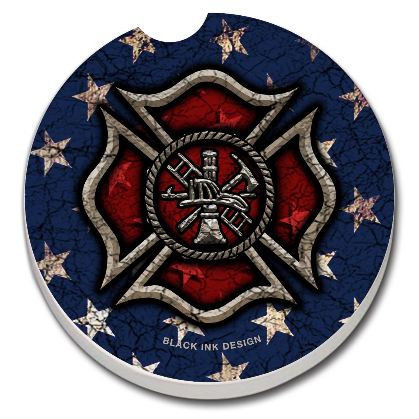 Firefighter Absorbent Stone Car Coaster 1 Pack