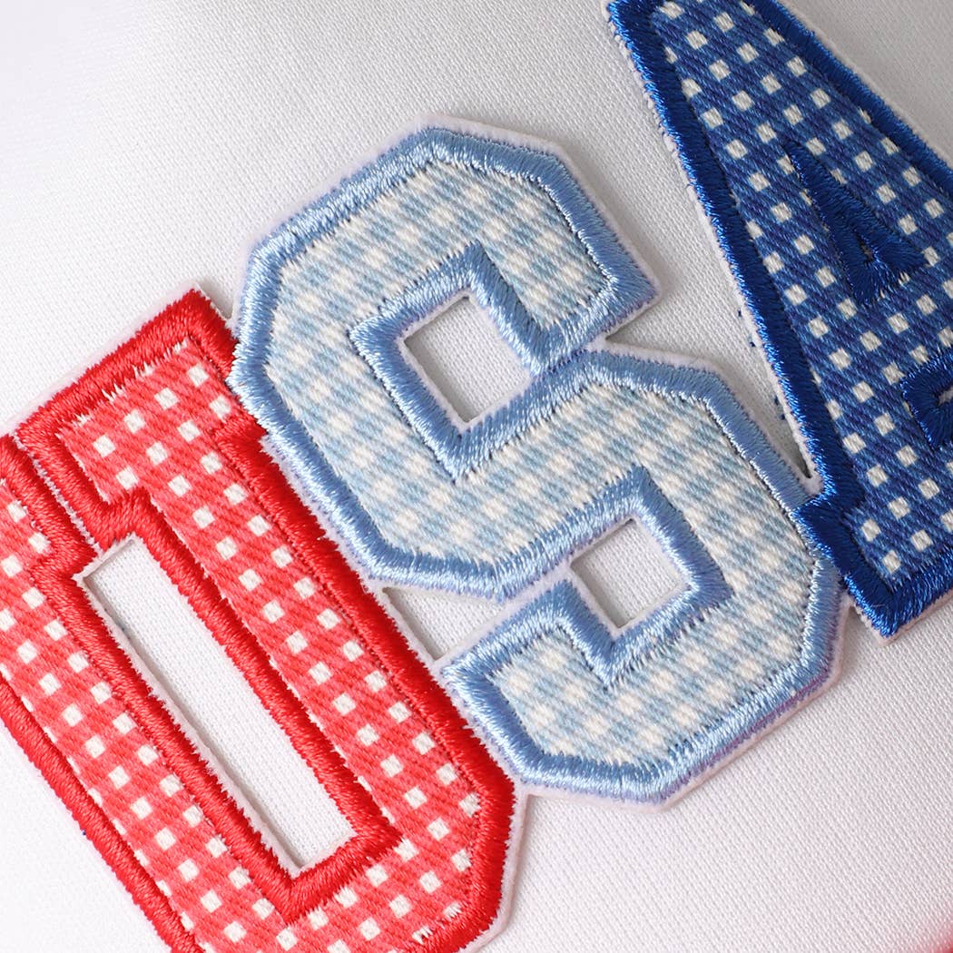 USA Patch Mesh Trucker Hat: WHITE/RED/BLUE
