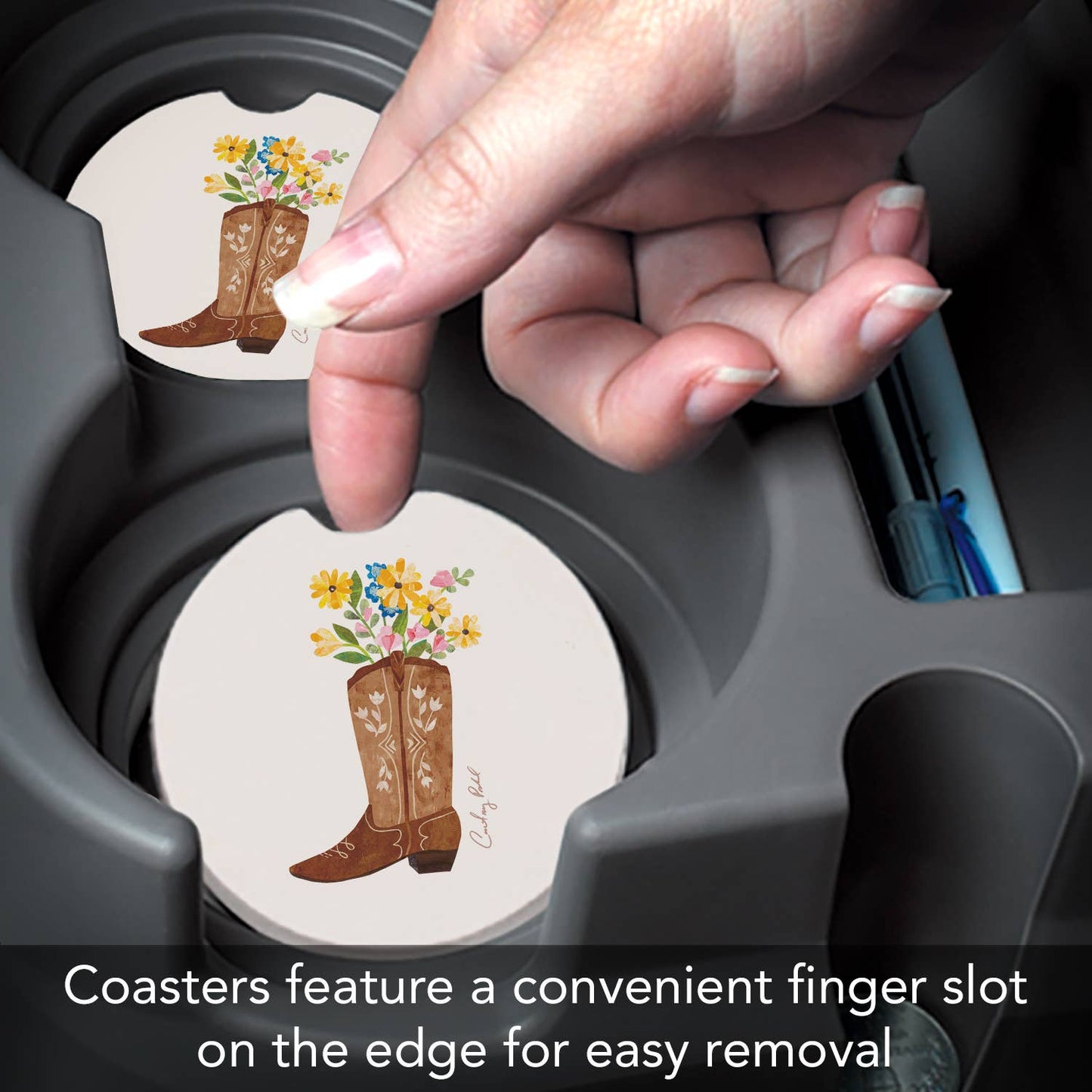 Thirstystone "Western Cowgirl" Absorbent Stone Car Coaster