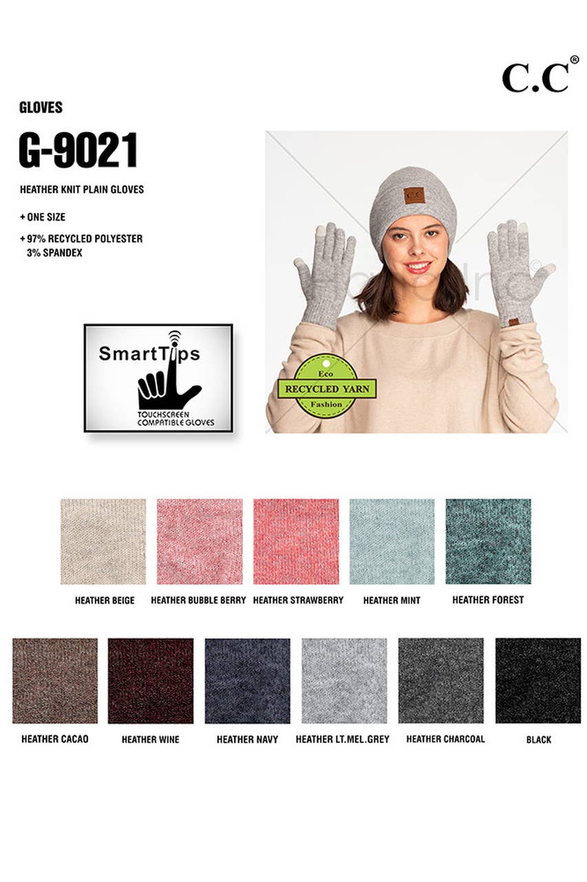 Cacao Heather Knit Plain Gloves