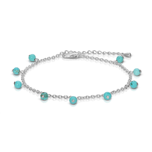 Silver Chain + Turquoise Howlite Gemstones Ankle Bracelet