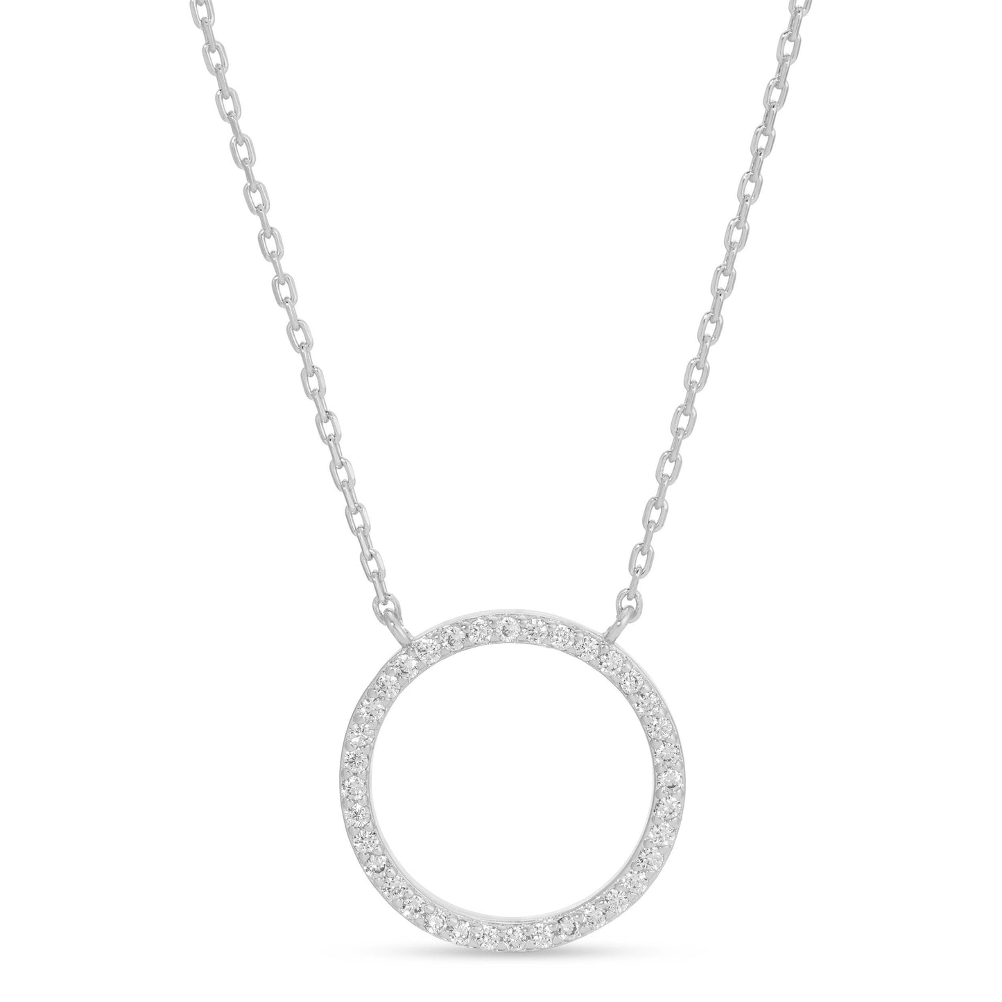 Open Pave Circle Pendant: Silver