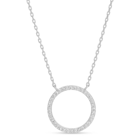 Open Pave Circle Pendant: Silver