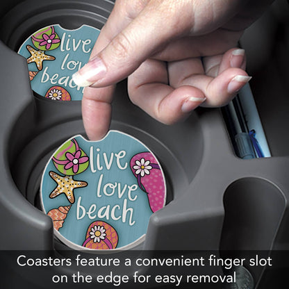"Live Love Beach" 1-Pack Absorbent Stone Car Coaster