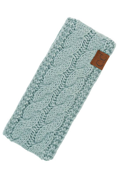 Winter Mint Cable Knit Solid Headband