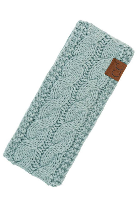 Winter Mint Cable Knit Solid Headband