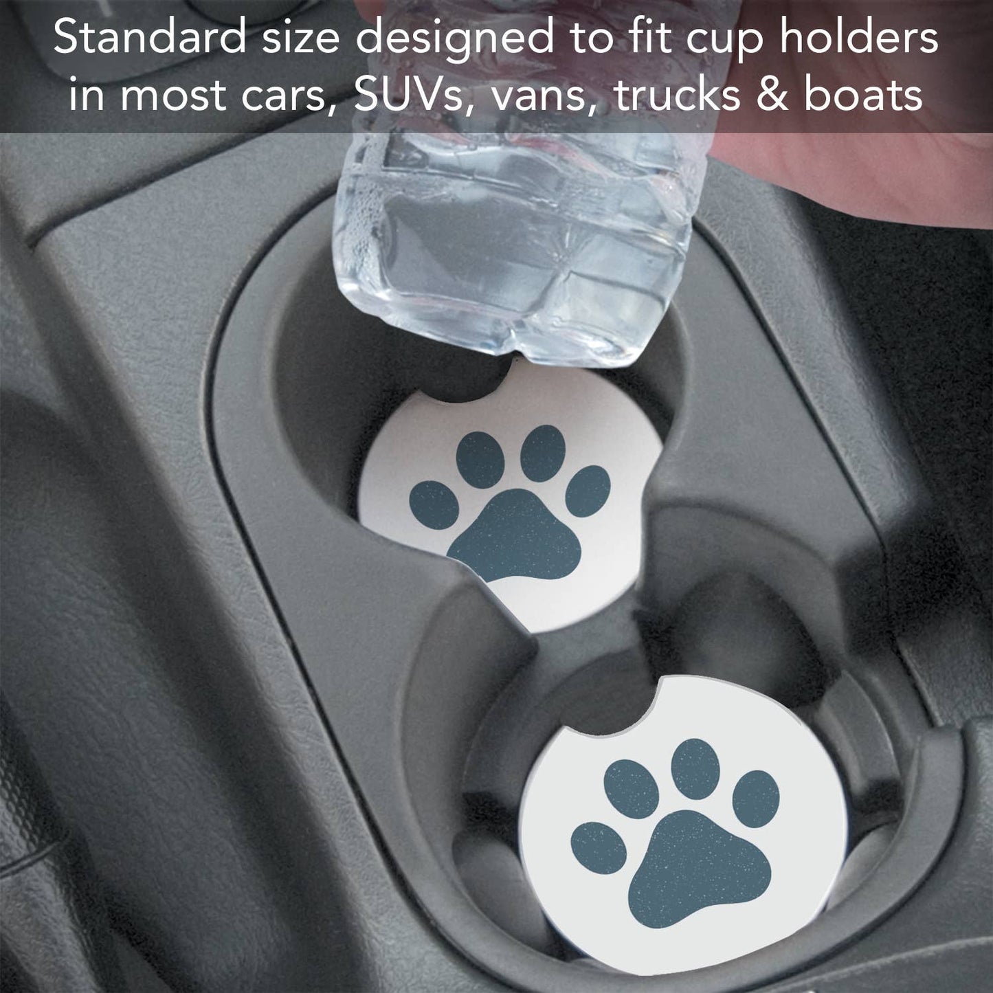 "Printed Paw" Absorbent Stone Car Coaster 1pk