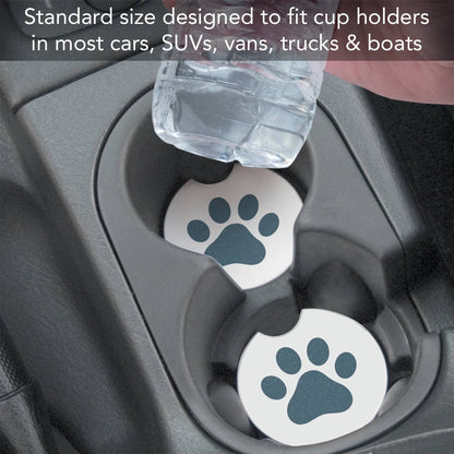 "Printed Paw" Absorbent Stone Car Coaster 1pk