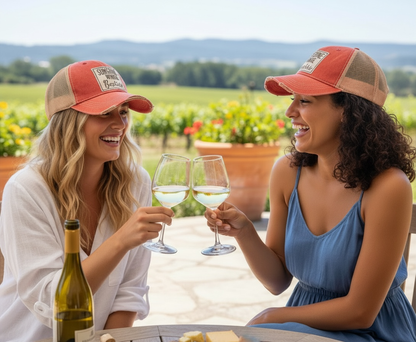 Sunshine Wine and Besties Distressed Trucker Hat Baseball