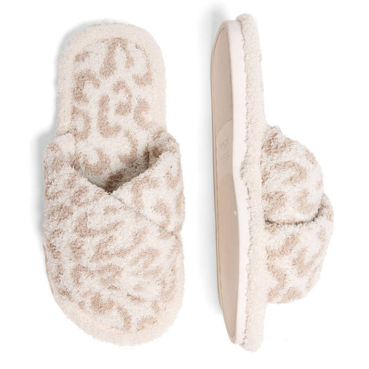 Beige Luxury Soft Crossover Leopard Pattern Slipper