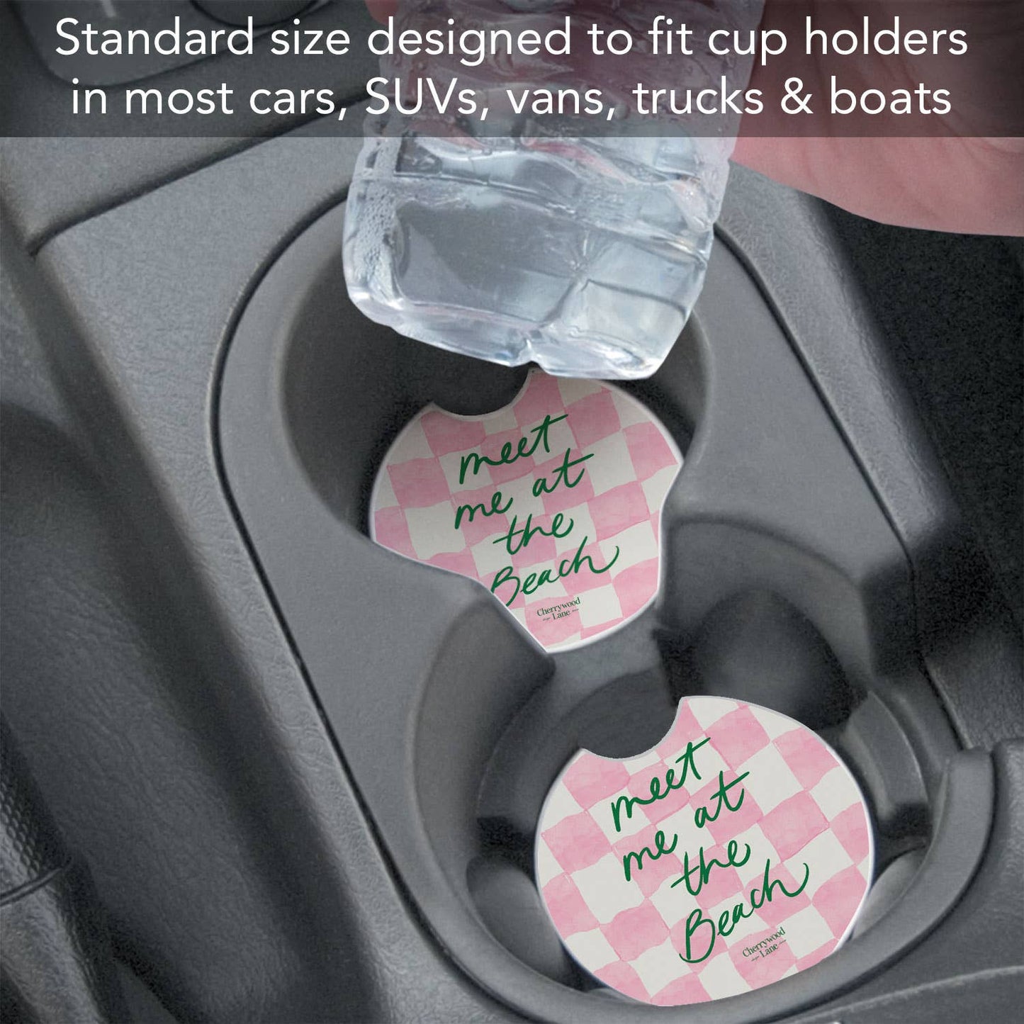 "Meet at Beach" Single Packaged Absorbent Stone Car Coaster