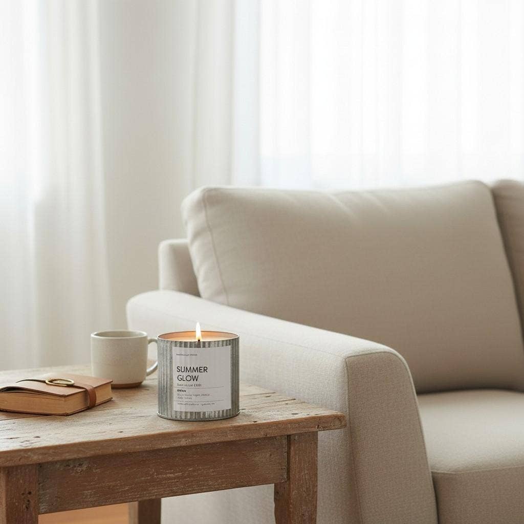 Summer Glow Rustic Vintage Farmhouse Wood Wick Candle: 10oz