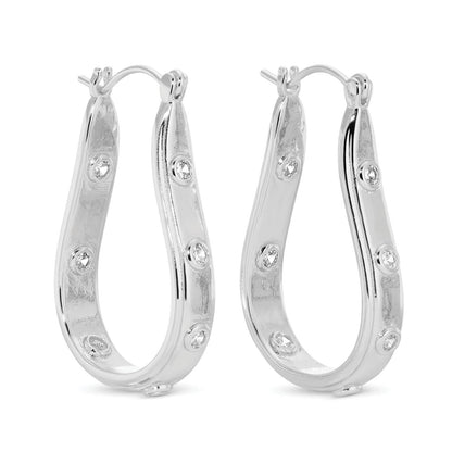 Petite CZ Oblong Latchback Earrings