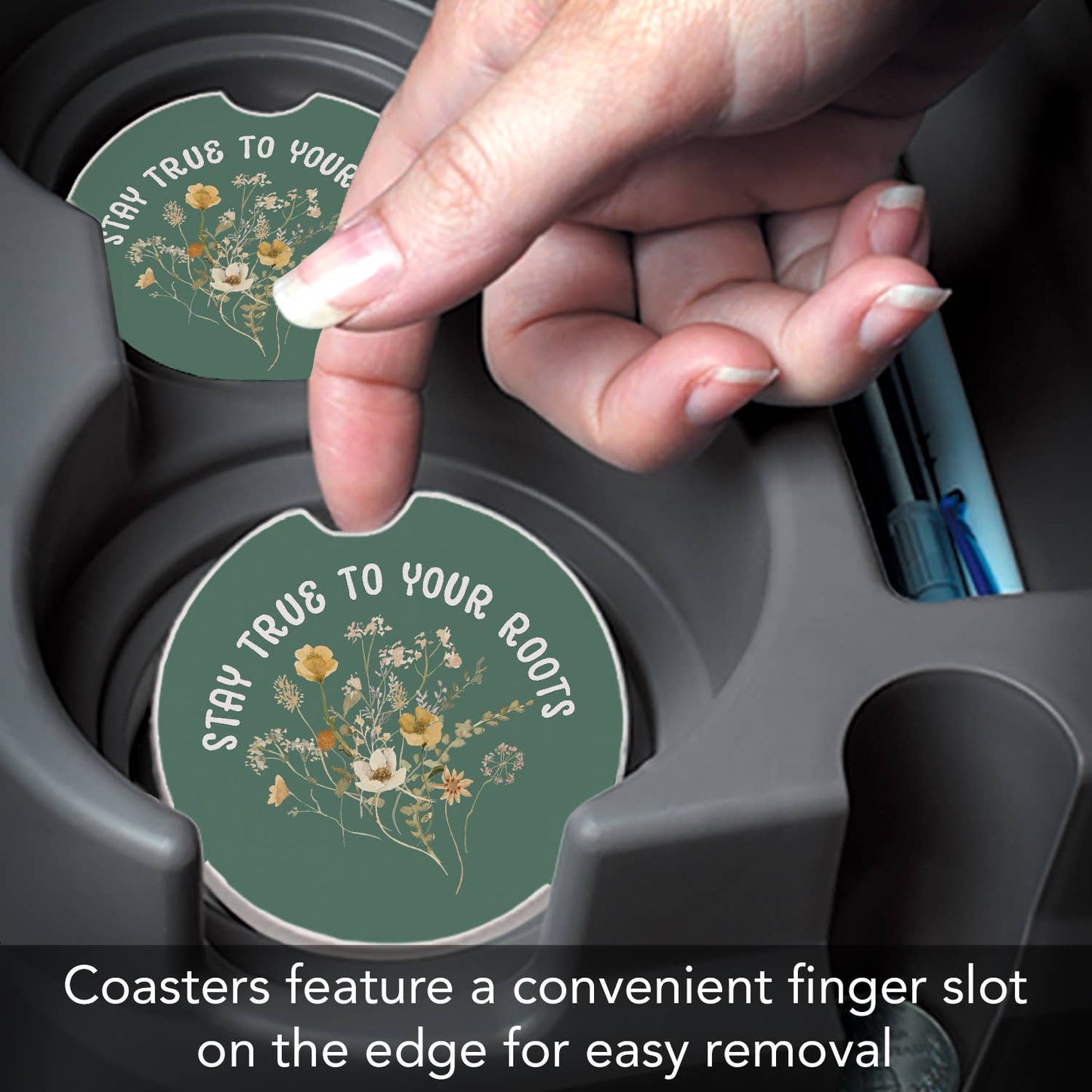 "Roots" Absorbent Stone Car Coaster 1pk