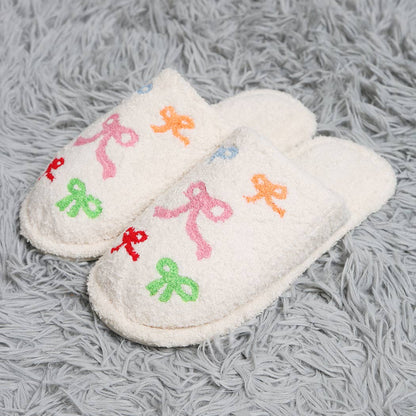Colorful Ribbon Print Cozy Indoor Home Slippers